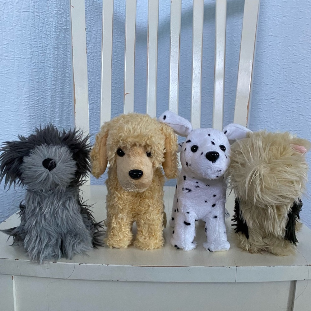 American Girl Plush Dog Toy Set - Gray, Cream, White Lot